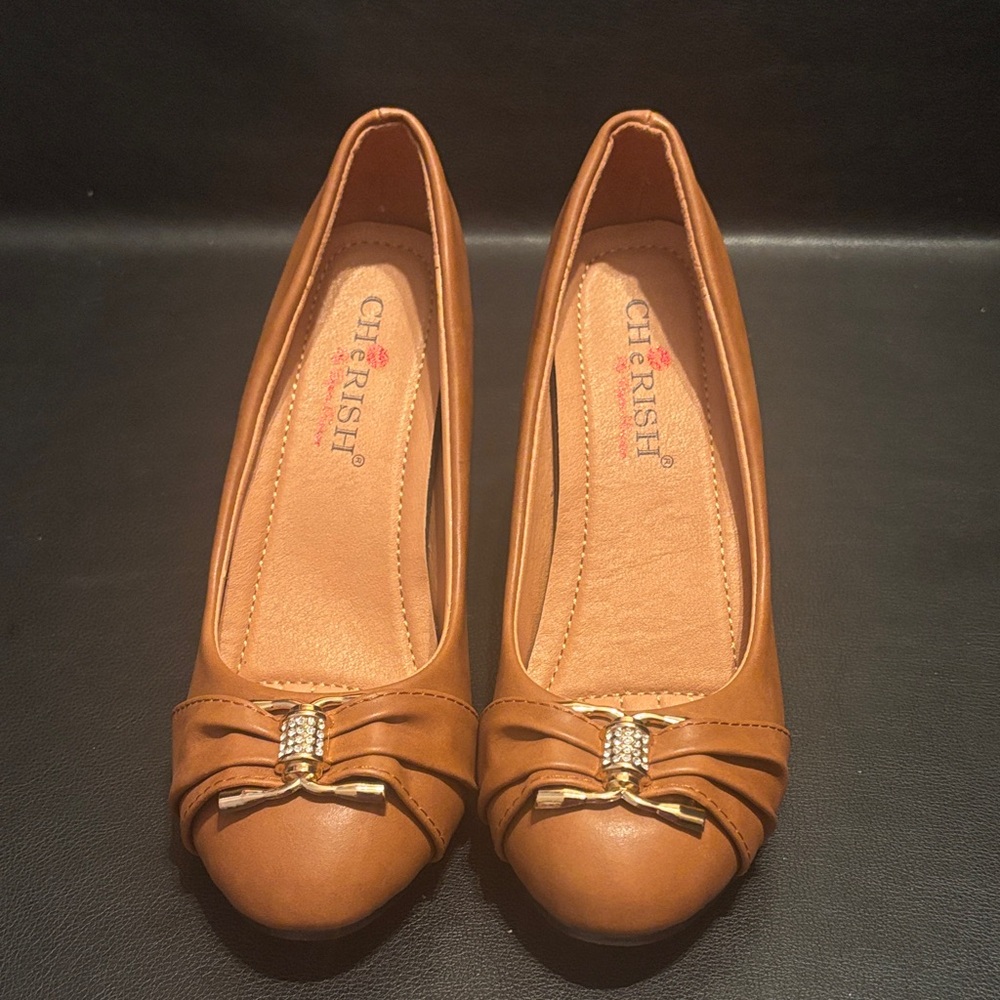 Cherish Tan Bow Detail Heels